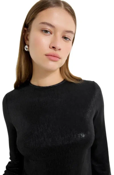 Marcella Adya Metallic Long Sleeve Minidress In Black