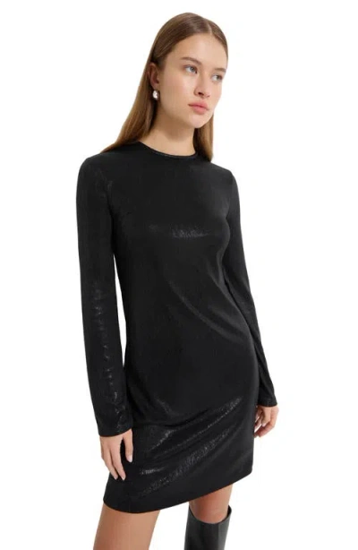 Marcella Adya Metallic Long Sleeve Minidress In Black