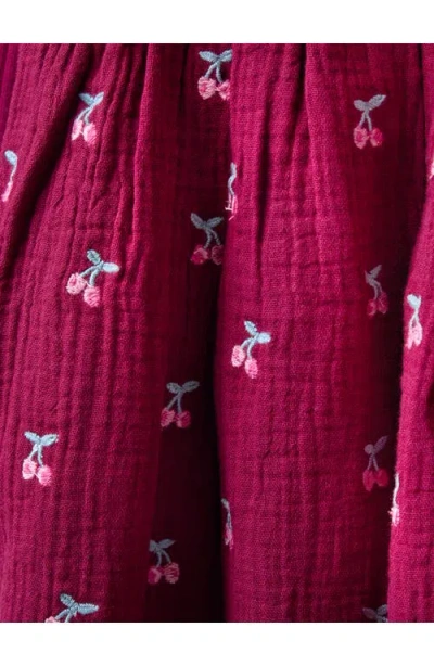 Jojo Maman Bébé Jojo Maman Bebe Kids' Cherry Embroidered Long Sleeve Dress In Red