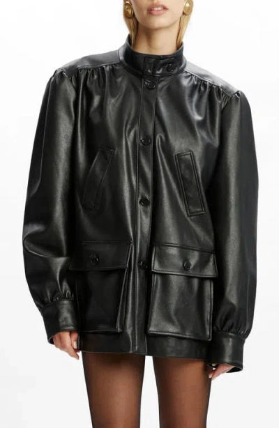 Bardot Clements Boxy Faux Leather Jacket In Black