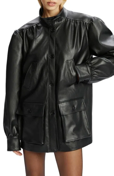 Bardot Clements Boxy Faux Leather Jacket In Black