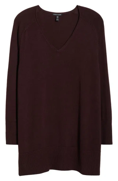 Eileen Fisher V-neck Organic Cotton Blend Sweater In Purple