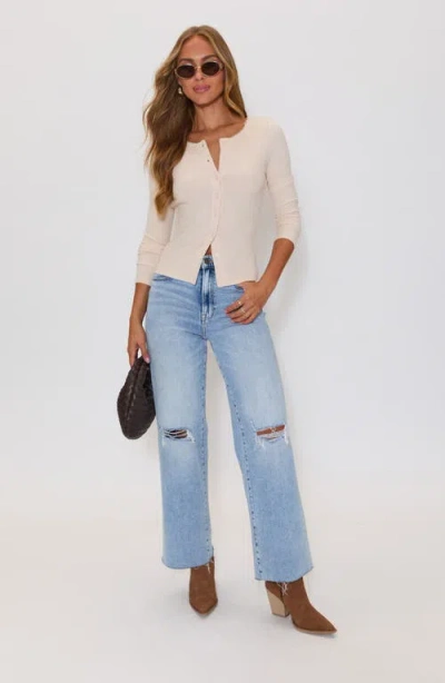 Vici Collection Daphne Rib Knit Button-up Top In Neutral