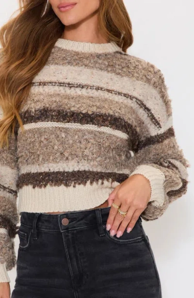 Vici Collection Nutmeg Stripe Bouclé Sweater In Multi