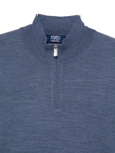 Fedeli Half-zip Top In Blue