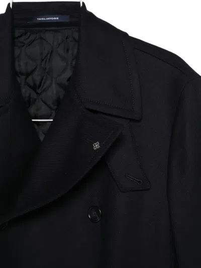 Tagliatore Double-breasted Wool Coat In Black