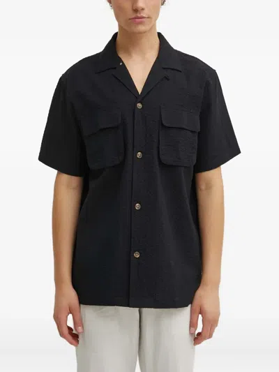 Les Deux Pocket Textured Shirt In Black