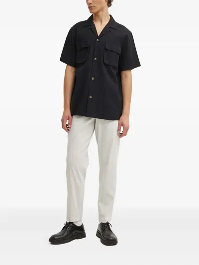 Les Deux Pocket Textured Shirt In Black