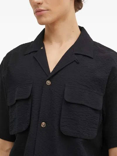 Les Deux Pocket Textured Shirt In Black