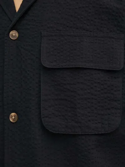 Les Deux Pocket Textured Shirt In Black