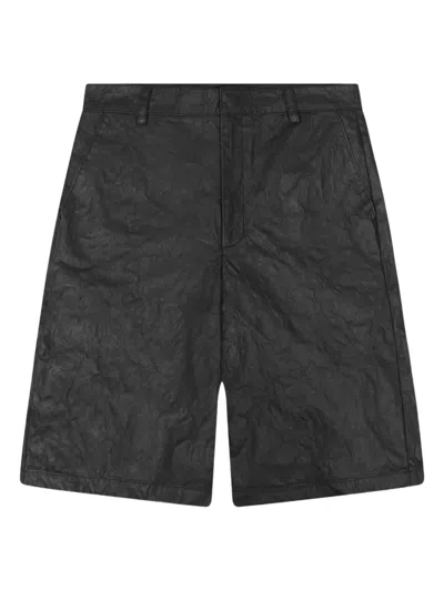 Heliot Emil Armada Crumpled Cotton Shorts In Black