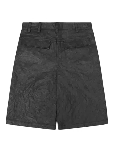 Heliot Emil Armada Crumpled Cotton Shorts In Black