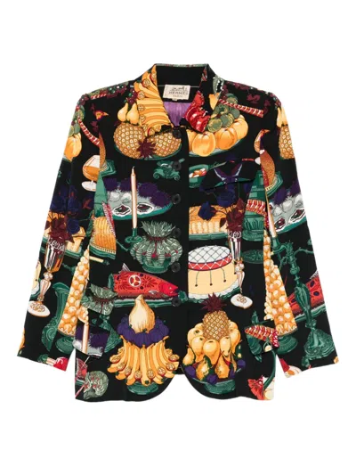 Pre-owned Hermes 1990s Silk Blazer In Black