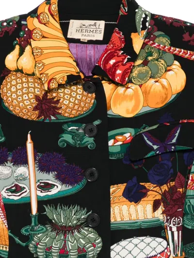 Pre-owned Hermes 1990s Silk Blazer In Black