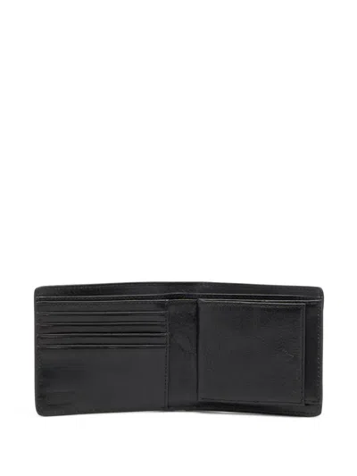 Diesel Leather Bi-fold Wallet In Black