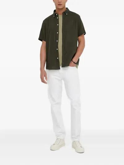 Les Deux Buttoned Short-sleeve Shirt In Green