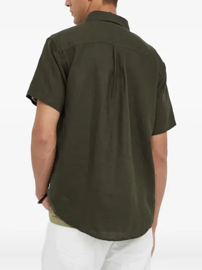 Les Deux Buttoned Short-sleeve Shirt In Green