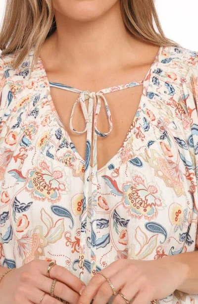 Petal And Pup Petal & Pup Sonia Paisley Floral Puff Sleeve Top In Neutral