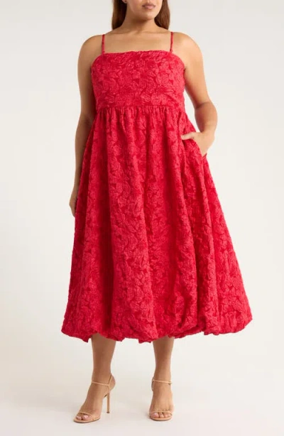 Sugarlips Arielle Floral Jacquard Strapless Maxi Dress In Burgundy