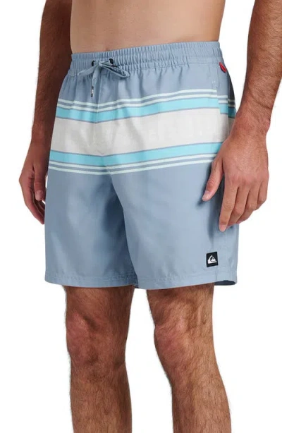 Quiksilver Everyday Stripe Volley Swim Trunks In Blue