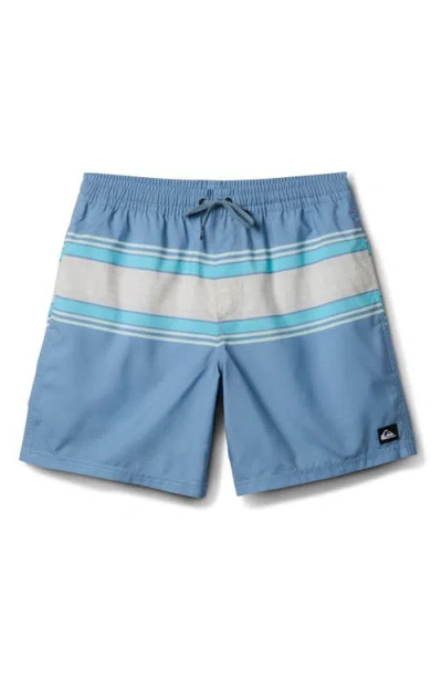 Quiksilver Everyday Stripe Volley Swim Trunks In Blue