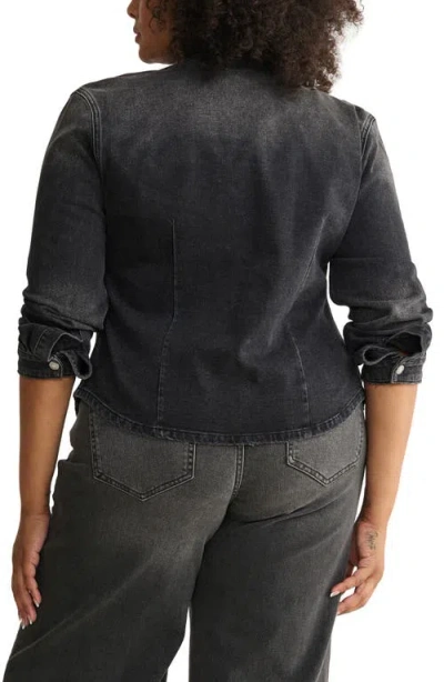 Warp & Weft Warp+weft Pmi Western Denim Fitted Waist Snap-up Shirt In Blue