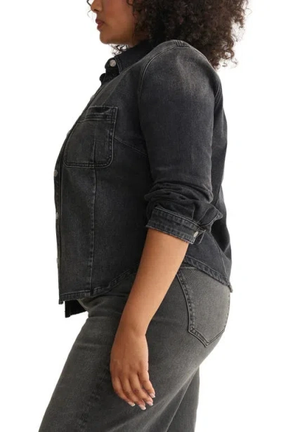 Warp & Weft Warp+weft Pmi Western Denim Fitted Waist Snap-up Shirt In Blue