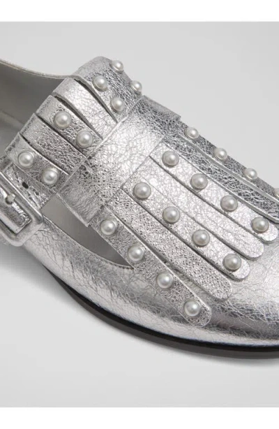Lk Bennett Studded Fringe Loafer In Metallic