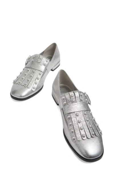 Lk Bennett Studded Fringe Loafer In Metallic