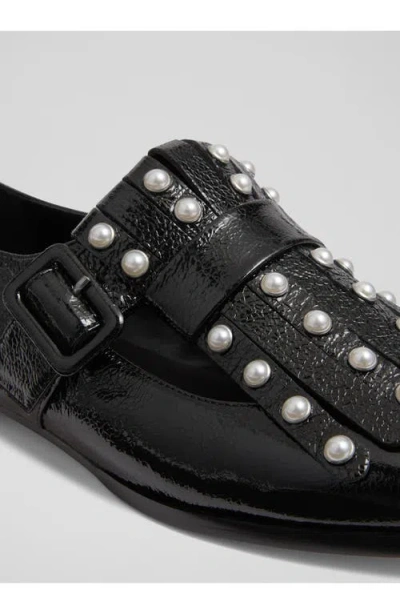 Lk Bennett Studded Fringe Loafer In Black