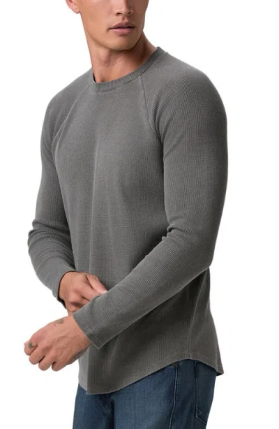 Paige Davies Long Sleve Waffle Cotton Blend T-shirt In Gray