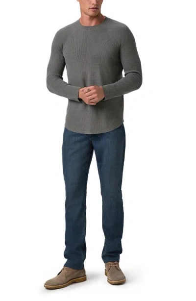 Paige Davies Long Sleve Waffle Cotton Blend T-shirt In Gray