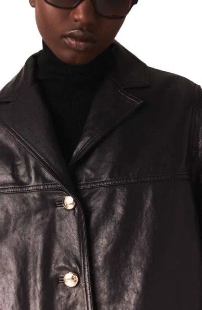 Maje Quilted Leather Jacket In Black