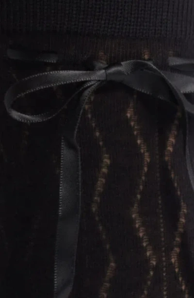 High Heel Jungle Bellabow Satin Robbon Crew Socks In Black