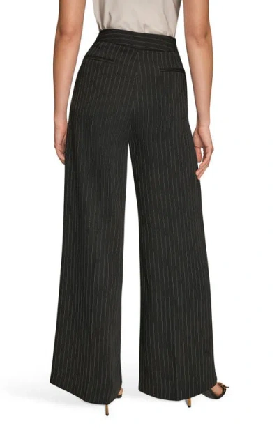 Donna Karan New York Pinstripe High Waist Wide Leg Pants In Black