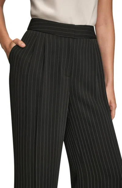 Donna Karan New York Pinstripe High Waist Wide Leg Pants In Black