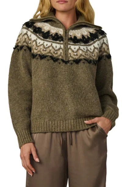 Joe's Jeans The Wells Fair Isle Wool Blend Half Zip Sweater In Green
