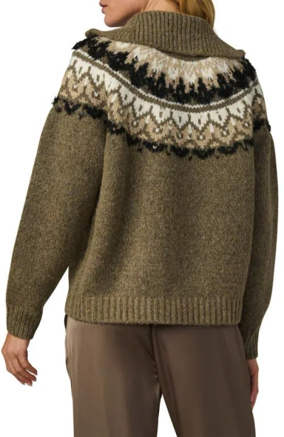 Joe's Jeans The Wells Fair Isle Wool Blend Half Zip Sweater In Green