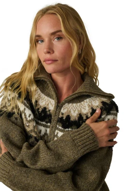 Joe's Jeans The Wells Fair Isle Wool Blend Half Zip Sweater In Green