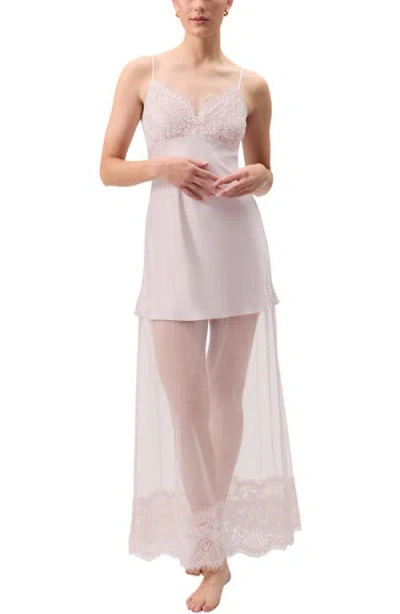 Rya Collection Serenade Lace & Mesh Panel Carmeuse Nightgown In Pink