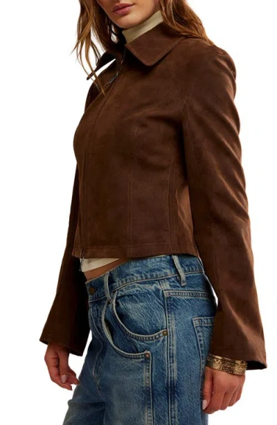 Free People River Faux Suede Jacket In Brown