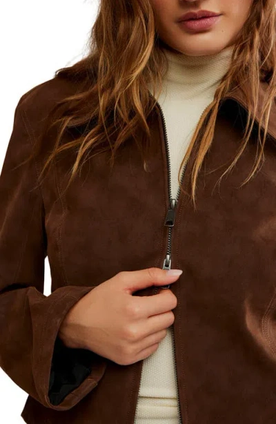 Free People River Faux Suede Jacket In Brown