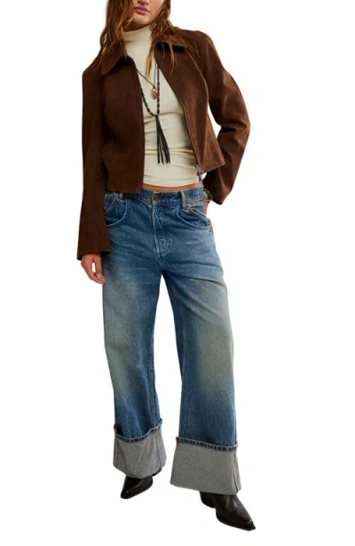 Free People River Faux Suede Jacket In Brown