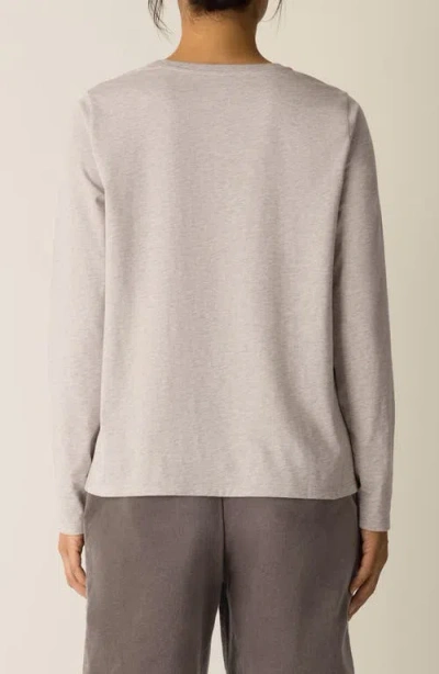 Eileen Fisher Melange Fine Organic Cotton Jersey Round Neck Tee In Neutral