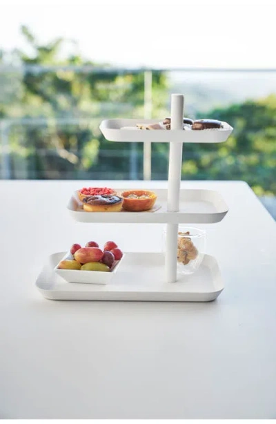 Yamazaki Tower Three-tier Steel Serving Stand In White