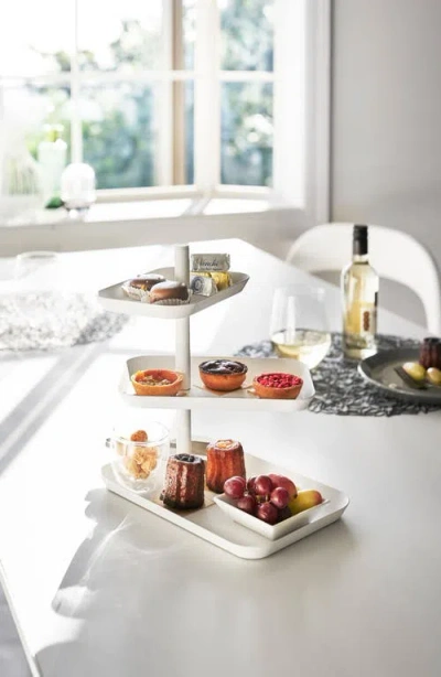 Yamazaki Tower Three-tier Steel Serving Stand In White