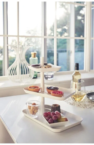 Yamazaki Tower Three-tier Steel Serving Stand In White