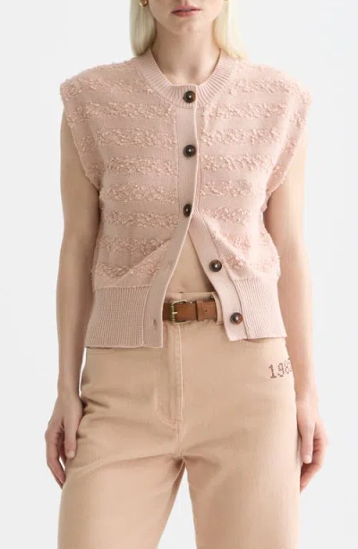 Scotch & Soda Bouclé Stripe Cotton Blend Sweater Vest In Neutral