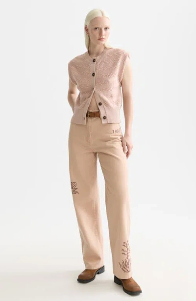 Scotch & Soda Bouclé Stripe Cotton Blend Sweater Vest In Neutral