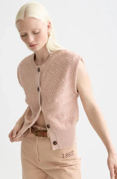 Scotch & Soda Bouclé Stripe Cotton Blend Sweater Vest In Neutral